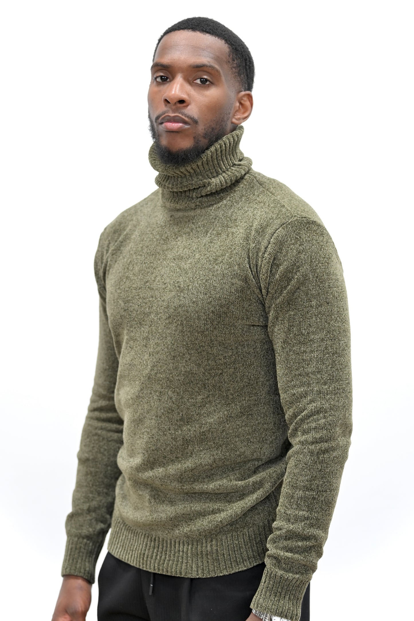 Pull Col Montant 021 Gris Anthracite Chiné