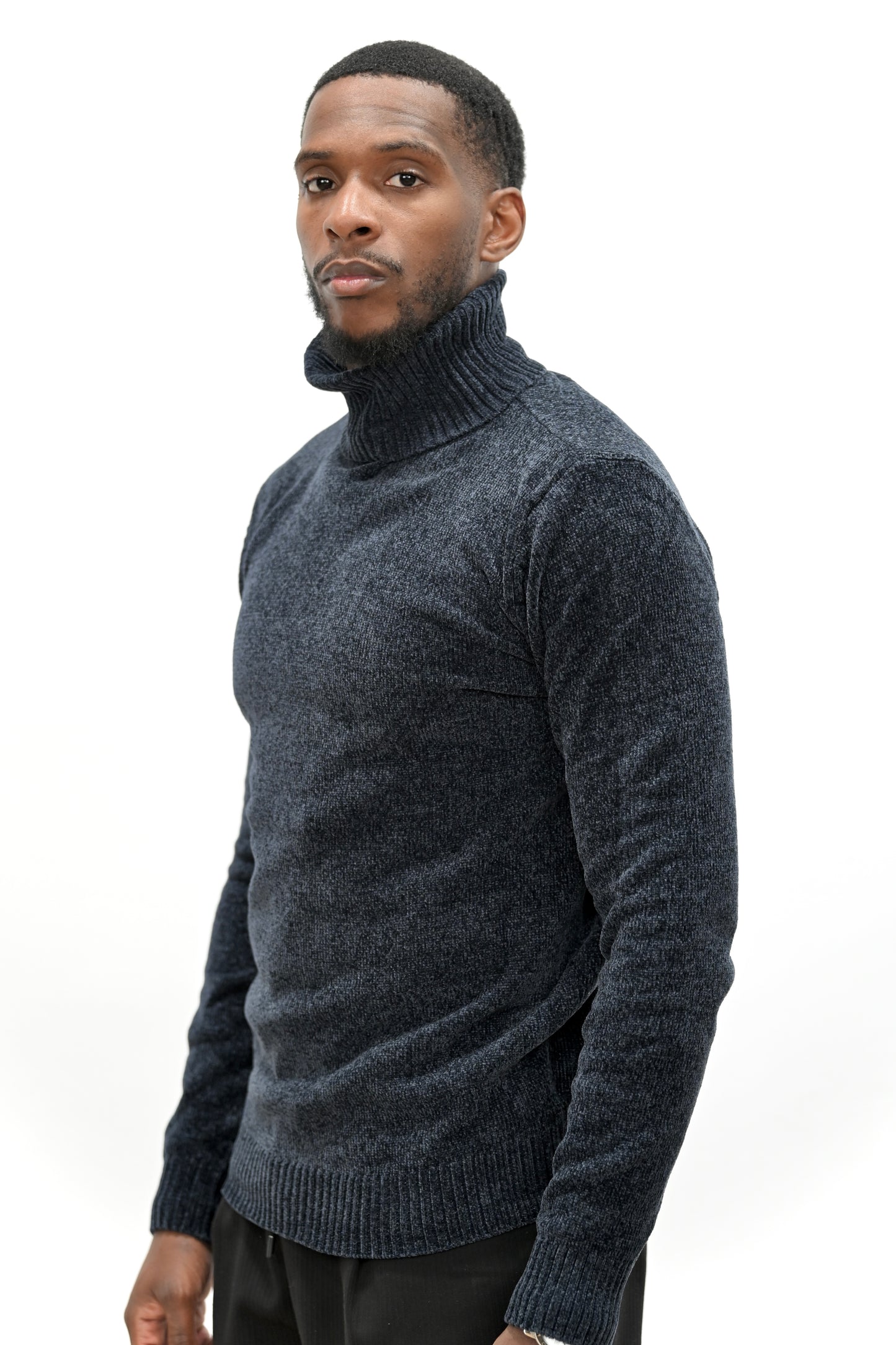 Pull Col Montant 021 Gris Anthracite Chiné