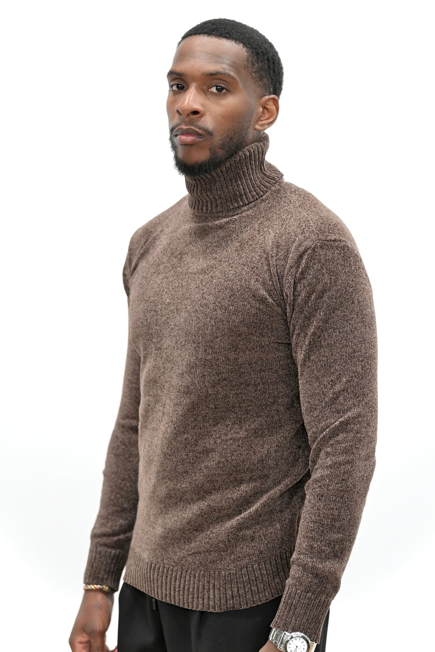 Pull Col Montant 021 Gris Anthracite Chiné