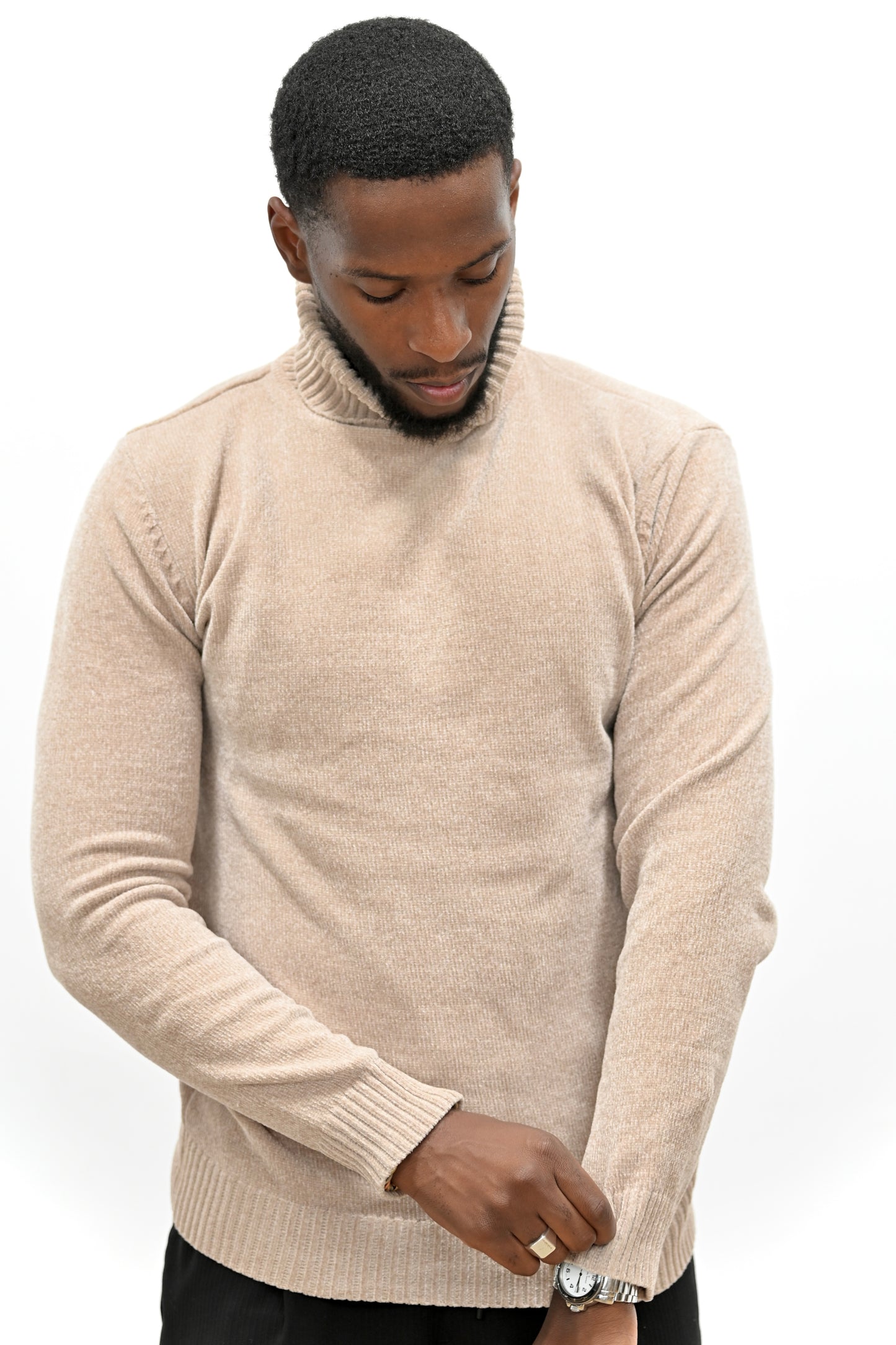 Pull Col Montant 021 Gris Anthracite Chiné