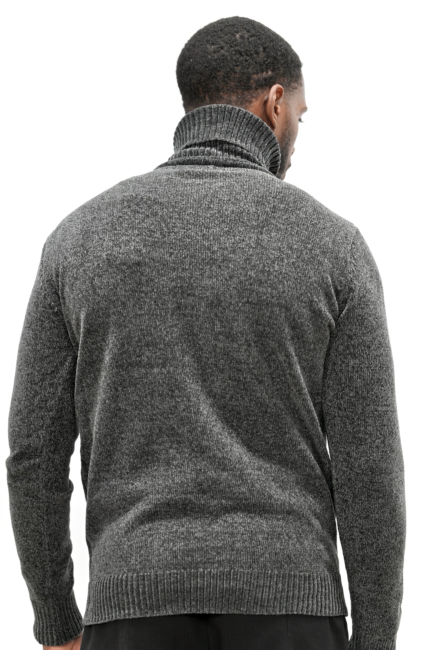 Pull Col Montant 021 Gris Anthracite Chiné
