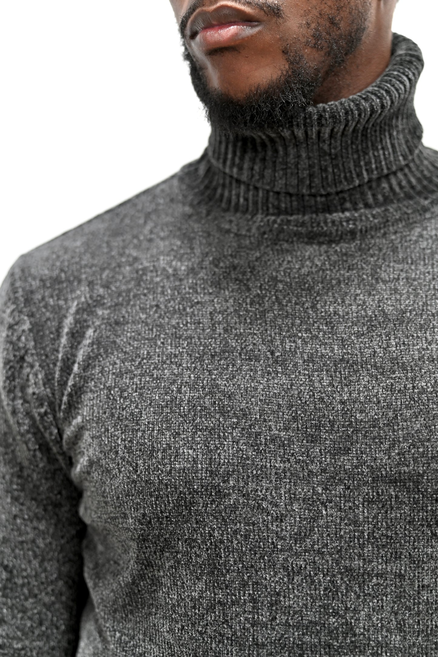 Pull Col Montant 021 Gris Anthracite Chiné