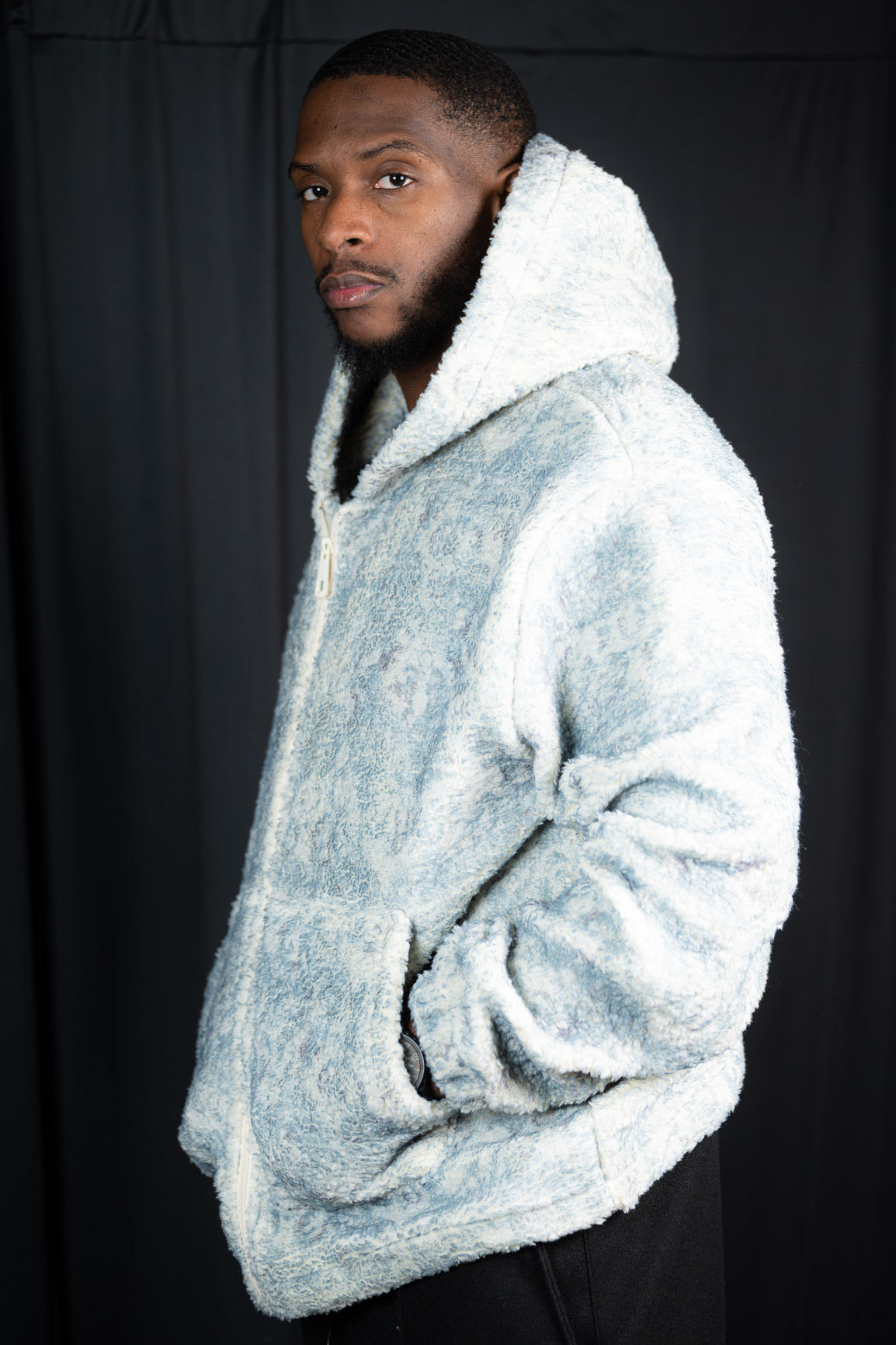 GREY SHERPA HOODED JACKET