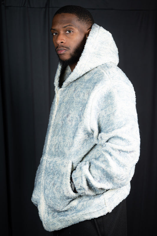 GREY SHERPA HOODED JACKET